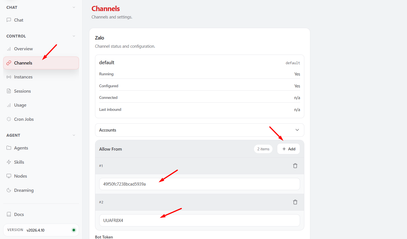 Hướng dẫn kết nối Zalo với OpenClaw qua Bot API chi tiết A-Z 19 Cấp quyền truy cập trên bảng điều khiển OpenClaw