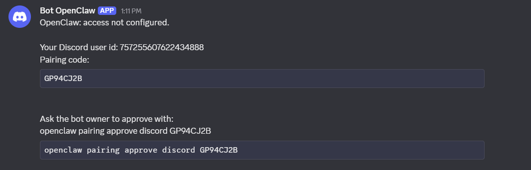 Tìm User ID và Pairing code