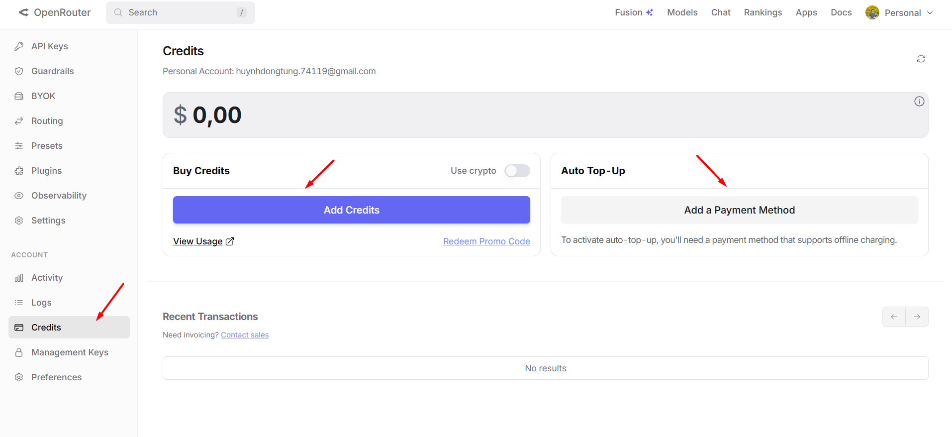 Cách lấy API Key của OpenRouter