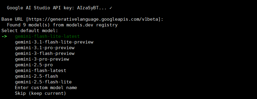 Bước 5 — Chọn nhà cung cấp AI và nhập API Key