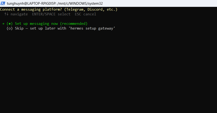 Bước 5 — Kết nối nền tảng tin nhắn (Messaging Platforms)