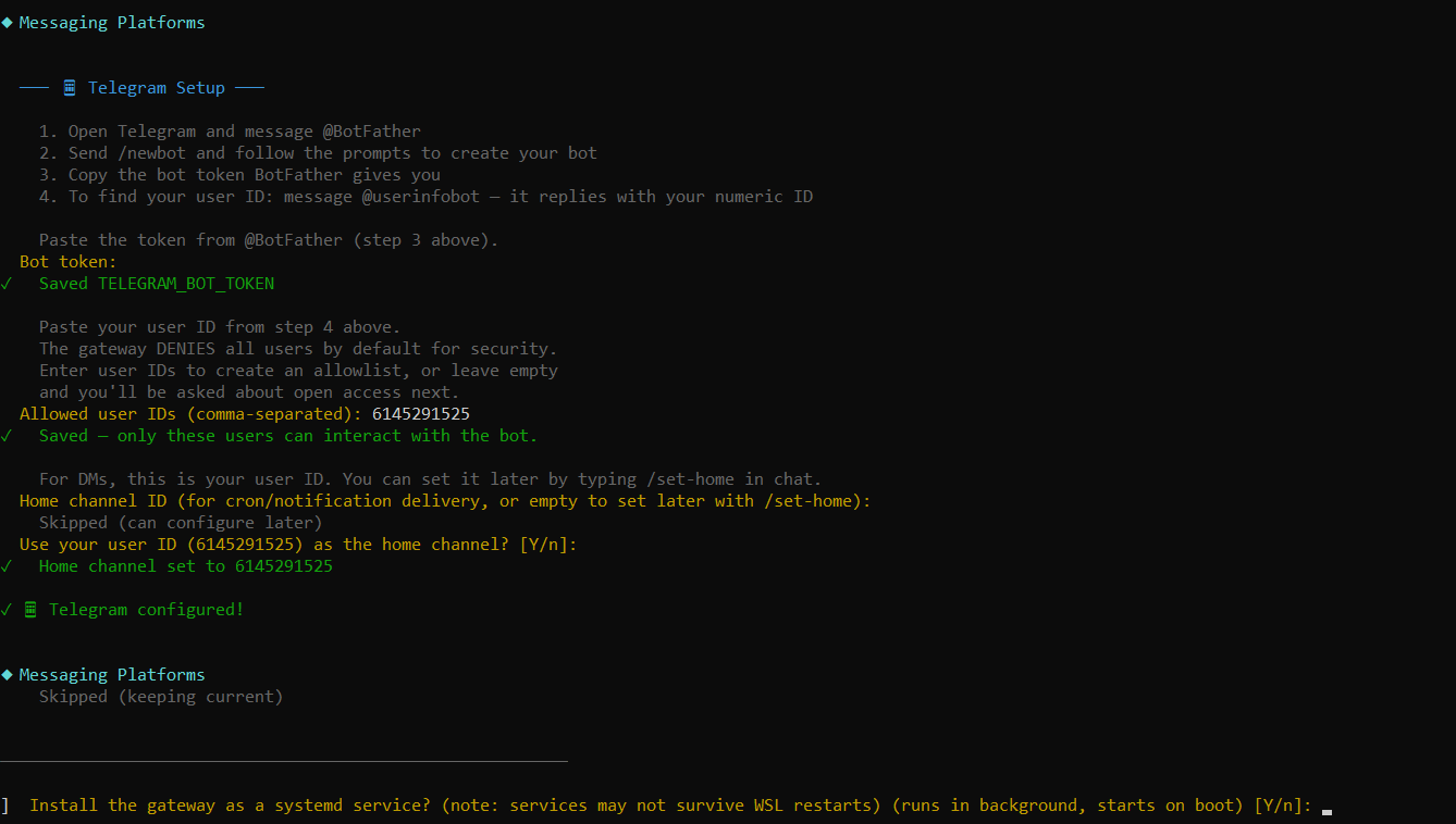 Bước 5 — Kết nối nền tảng tin nhắn (Messaging Platforms)