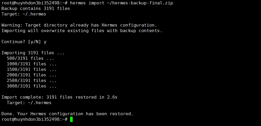 Khôi phục lại Hermes trên VPS mới (nếu cần)