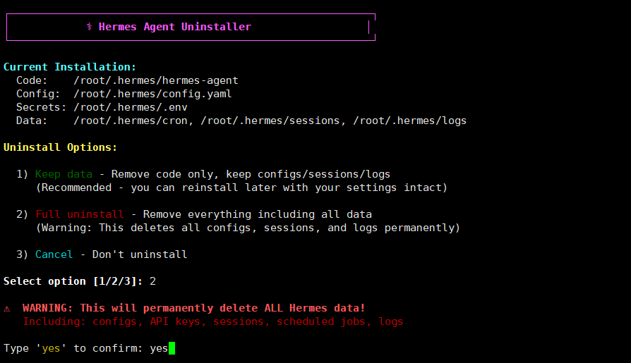 Tùy chọn B — Gỡ hoàn toàn, xóa sạch mọi dữ liệu