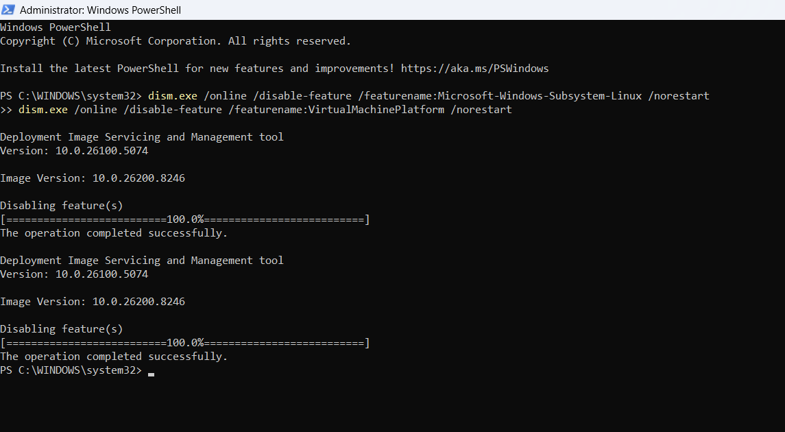Bước 5 — Gỡ luôn WSL2 nếu không còn dùng đến (tùy chọn)