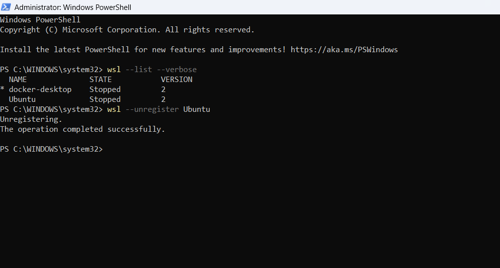 Bước 5 — Gỡ luôn WSL2 nếu không còn dùng đến (tùy chọn)