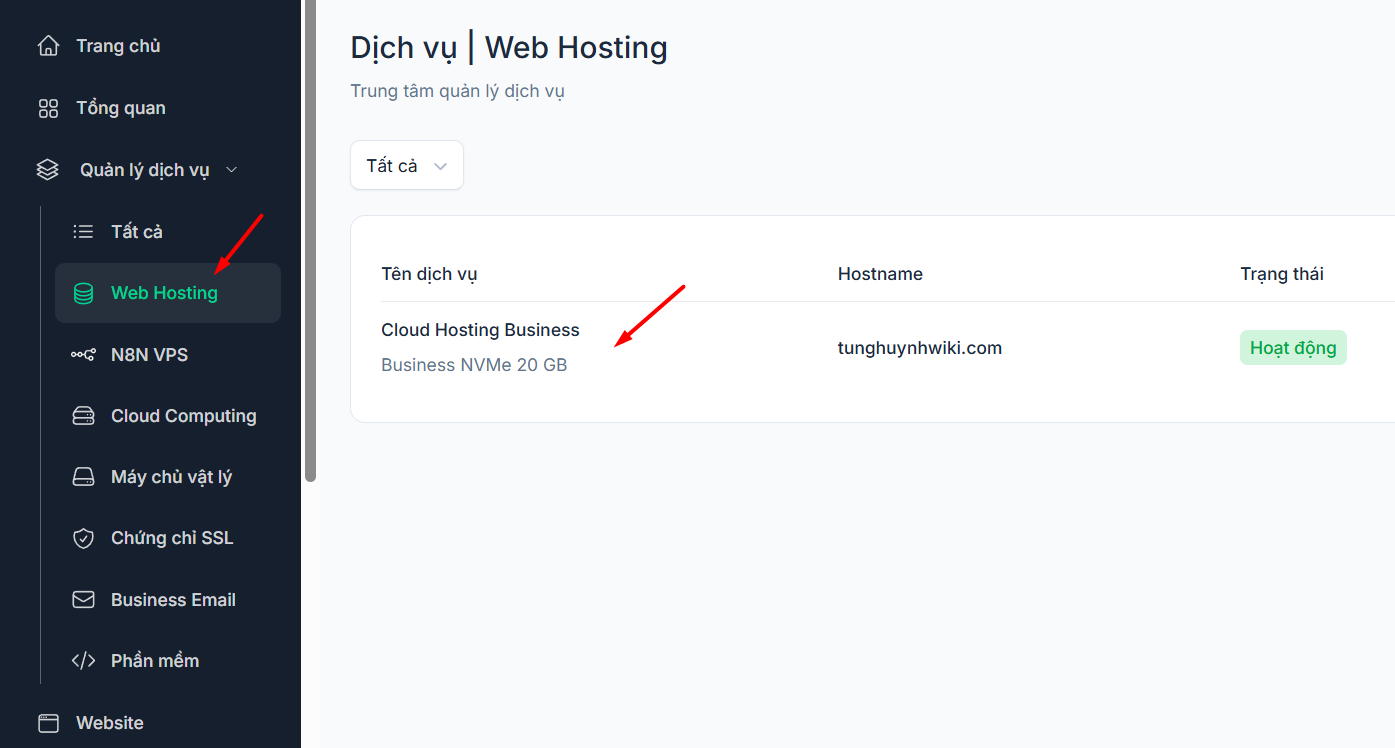Đổi tên miền chính của gói hosting
