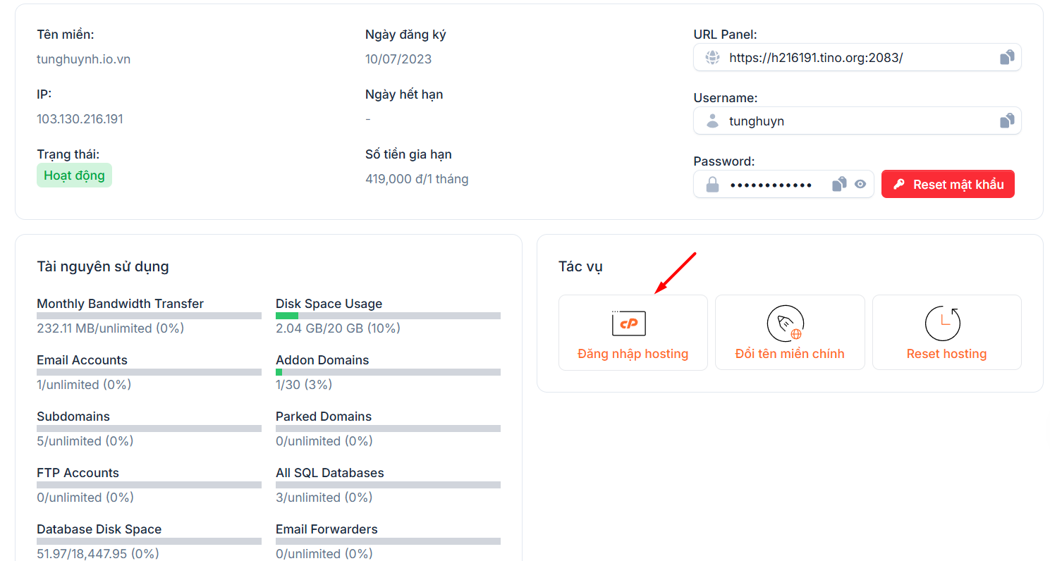 Cập nhật tên miền mới trong cơ sở dữ liệu qua phpMyAdmin