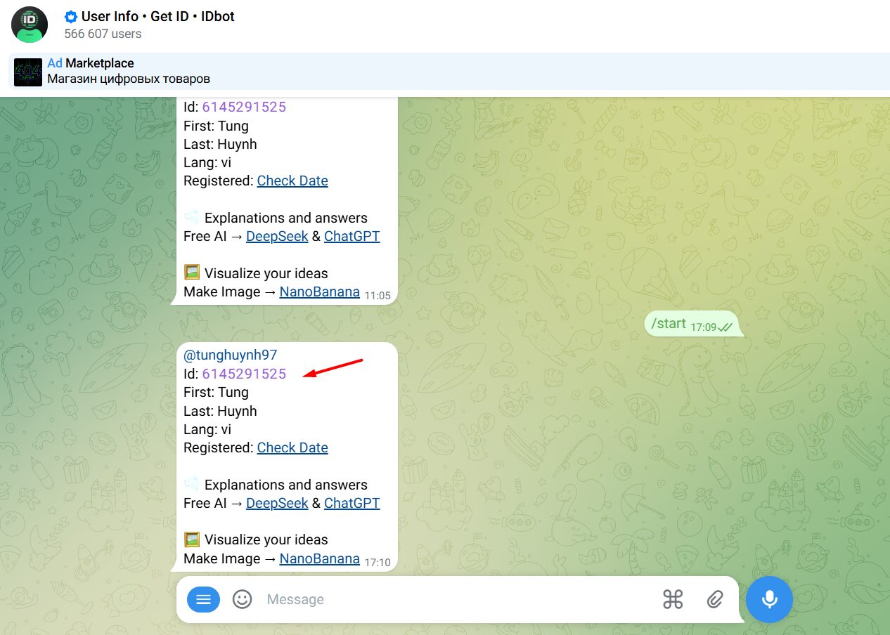 Hướng dẫn kết nối Telegram với Hermes Agent A-Z 4 Lấy User ID