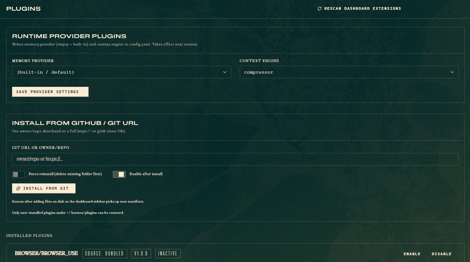 Cách quản lý Hermes Agent qua dashboard chi tiết A-Z 11 6. Plugins