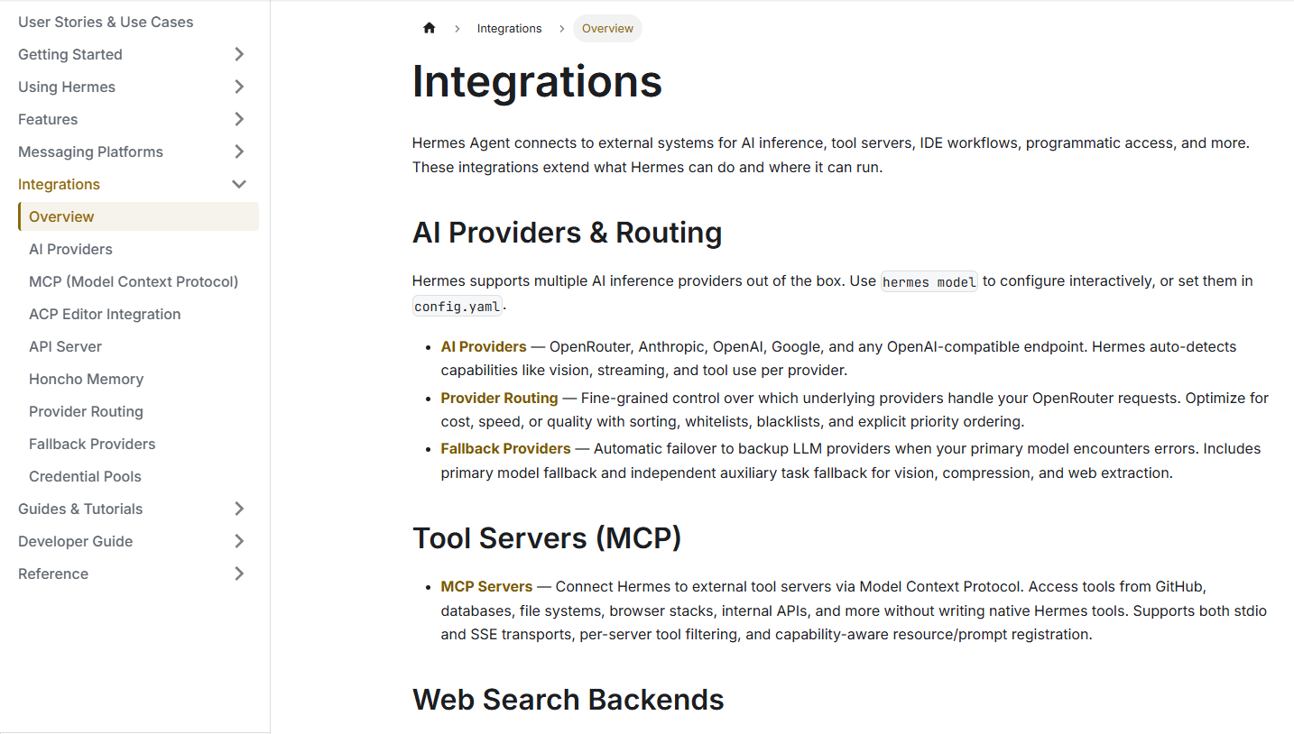 Hermes Agent Docs: Tổng hợp toàn bộ tài liệu Hermes Agent từ A-Z 13 11. Integrations: Tài liệu tích hợp mở rộng