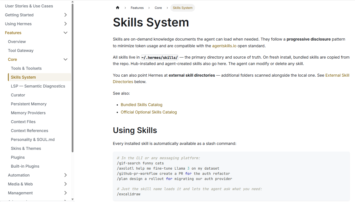 Hermes Agent Docs: Tổng hợp toàn bộ tài liệu Hermes Agent từ A-Z 8 5. Skills System: Tài liệu về kỹ năng của Hermes Agent