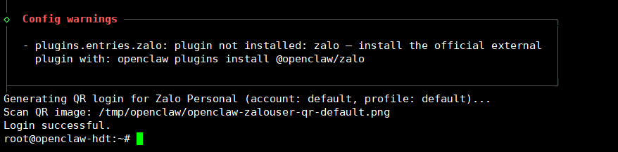 Các bước kết nối Zalo Personal với OpenClaw
