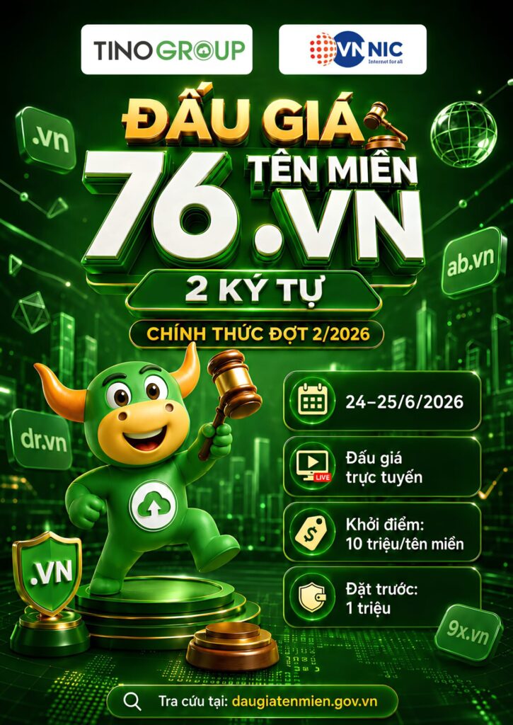 Chính thức đấu giá 76 tên miền .VN 2 ký tự đợt 2: Cơ hội sở hữu tên miền ngắn, đẹp cho thương hiệu số 1 Tại sao tên miền ".VN" 2 ký tự lại được săn đón mạnh mẽ?