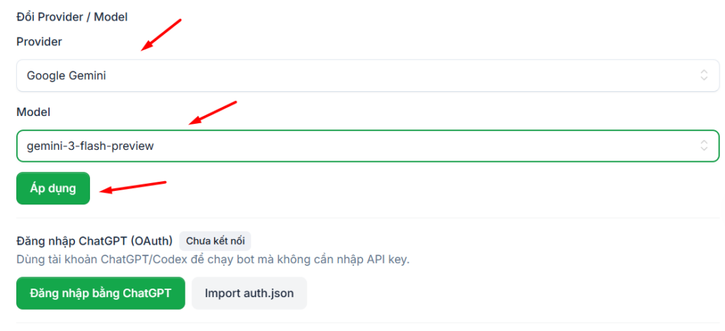 Hướng dẫn đăng ký và sử dụng VPS Hermes Agent chi tiết cho người mới 14 2.3. Cấu hình AI