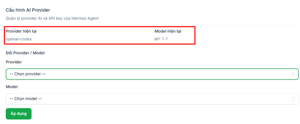 Các bước kết nối ChatGPT/Codex với Hermes Agent trên VPS Hermes