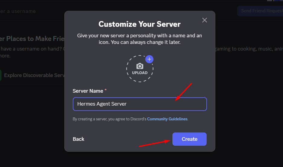 Hướng dẫn kết nối Discord với Hermes Agent trên VPS Hermes của Tino 10 Phần 3: Tạo server Discord để thử nghiệm bot