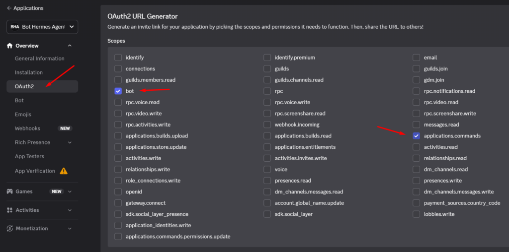 Hướng dẫn kết nối Discord với Hermes Agent trên VPS Hermes của Tino 11 Phần 4: Cấu hình OAuth2