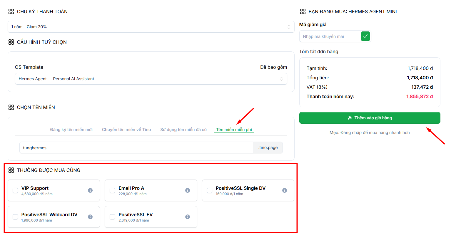 Hướng dẫn đăng ký và sử dụng VPS Hermes Agent chi tiết cho người mới 3 Đăng ký khởi tạo VPS Hermes Agent
