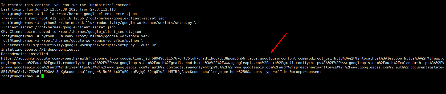 Bước 12: Tạo link đăng nhập Google OAuth