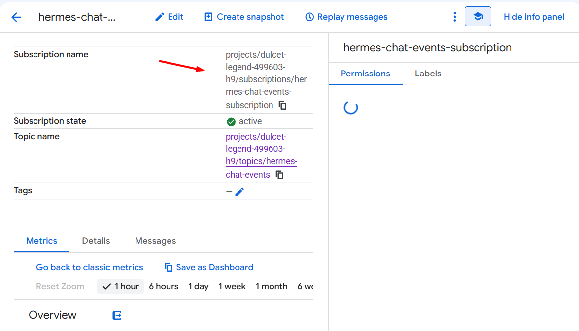 Hướng dẫn kết nối Google Chat với Hermes Agent A-Z 15 Bước 4: Tạo Pull Subscription
