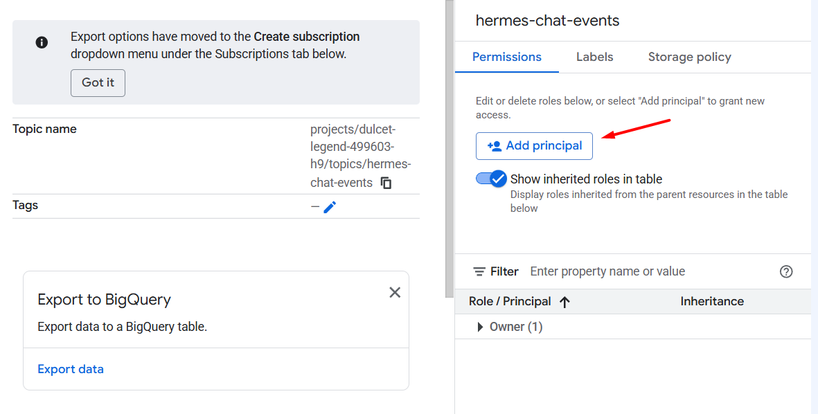 Hướng dẫn kết nối Google Chat với Hermes Agent A-Z 17 Bước 5: Cấp quyền để Google Chat publish vào Topic