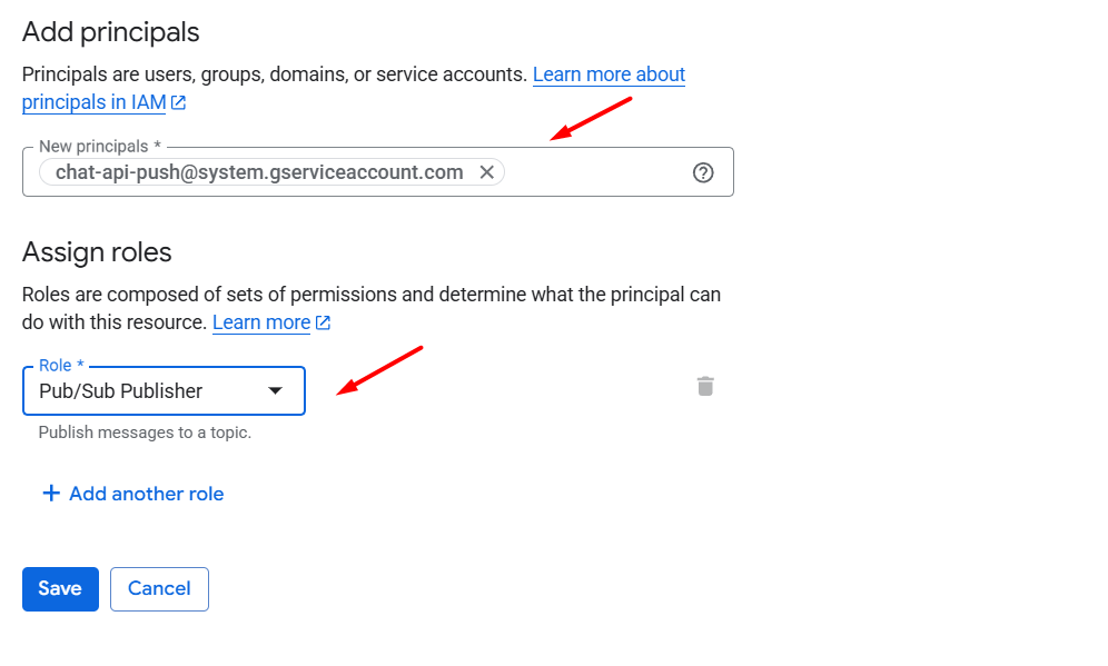 Hướng dẫn kết nối Google Chat với Hermes Agent A-Z 18 Bước 5: Cấp quyền để Google Chat publish vào Topic