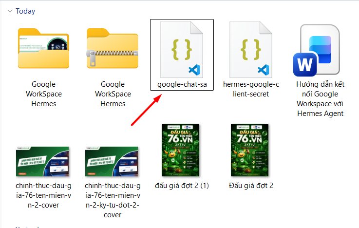Hướng dẫn kết nối Google Chat với Hermes Agent A-Z 26 Tạo key JSON