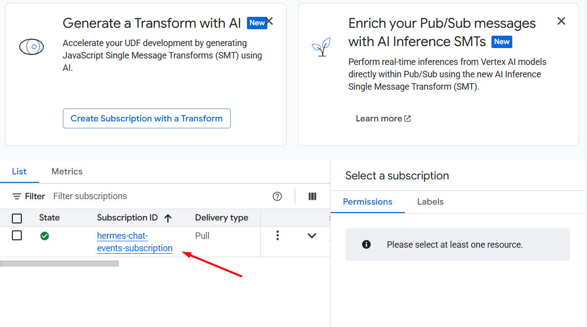 Hướng dẫn kết nối Google Chat với Hermes Agent A-Z 29 Bước 8: Cấp quyền để Hermes đọc Subscription