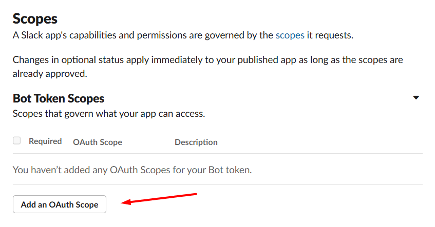 Hướng dẫn kết nối Slack với Hermes Agent trên VPS Hermes của Tino 15 Bước 4: Cấp quyền cho Bot trong Slack