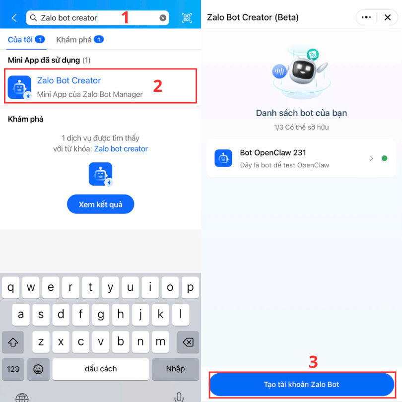 Các bước tạo bot Zalo cá nhân bằng Zalo Bot Creator 