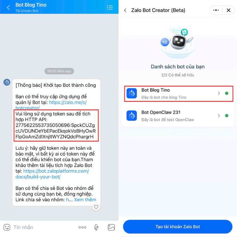 Các bước tạo bot Zalo cá nhân bằng Zalo Bot Creator 