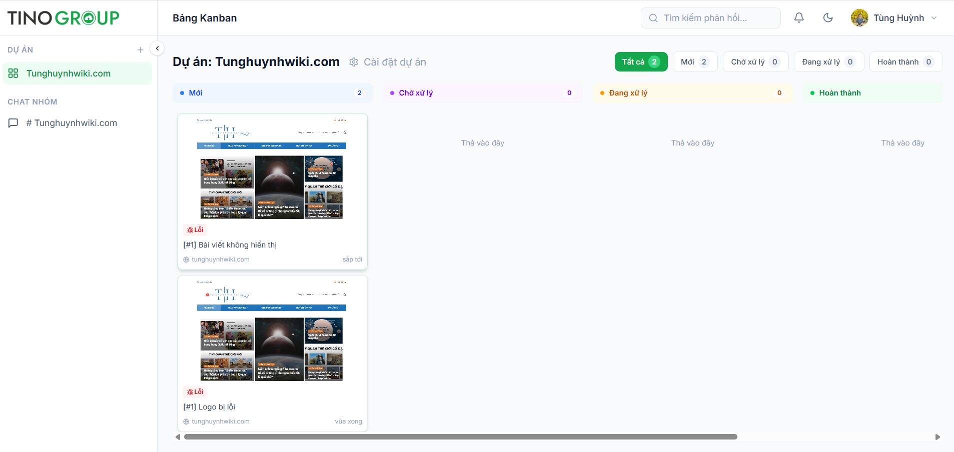 Hướng dẫn sử dụng công cụ Feedback website của Tino 15 Đối với Đội ngũ phát triển (Developer/QA)