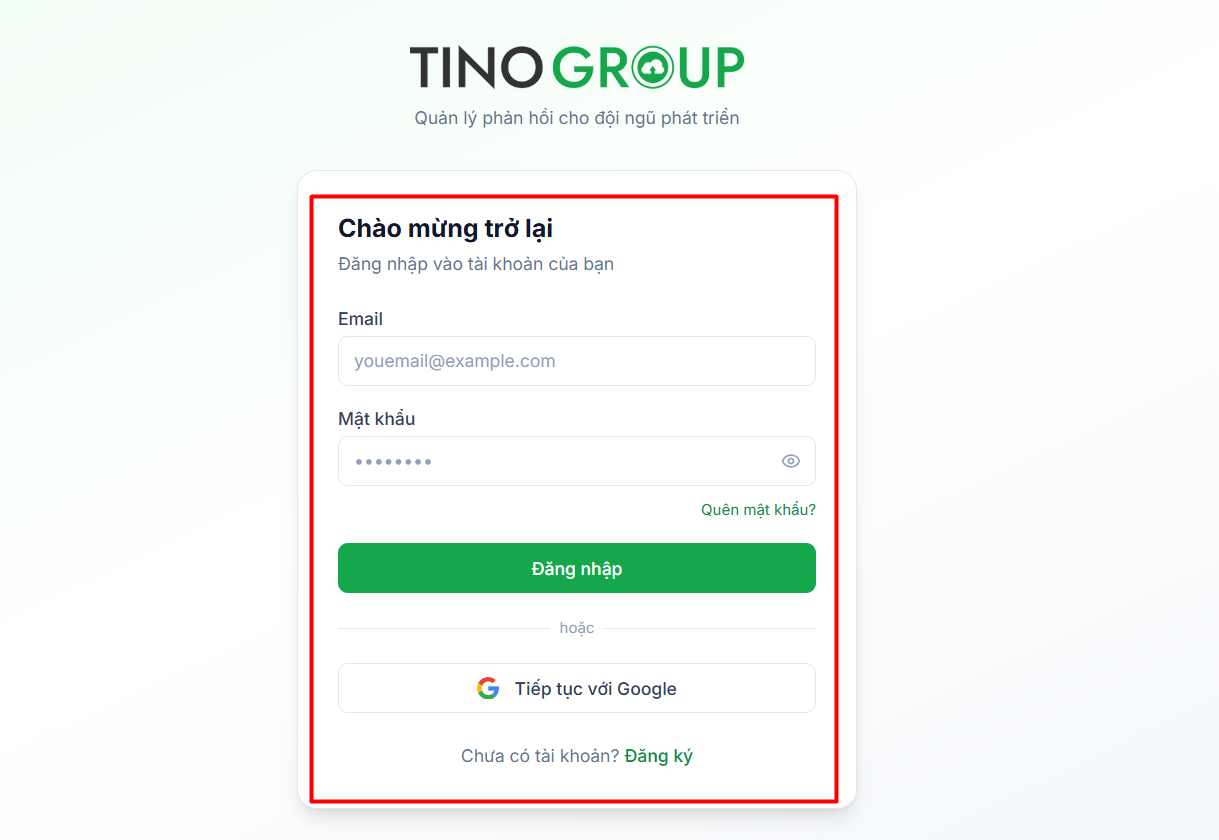 Hướng dẫn sử dụng công cụ Feedback website của Tino 4 Tạo tài khoản và lấy mã nhúng widget vào website