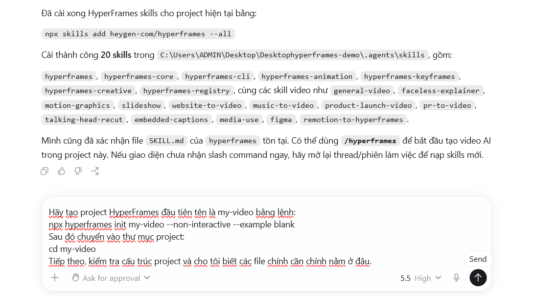 HyperFrames là gì? Hướng dẫn sử dụng HyperFrames để tạo video AI 9 Tạo project HyperFrames đầu tiên