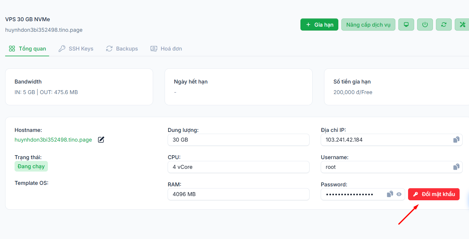Các bước thay đổi mật khẩu root trên dịch vụ VPS tại Tino.vn