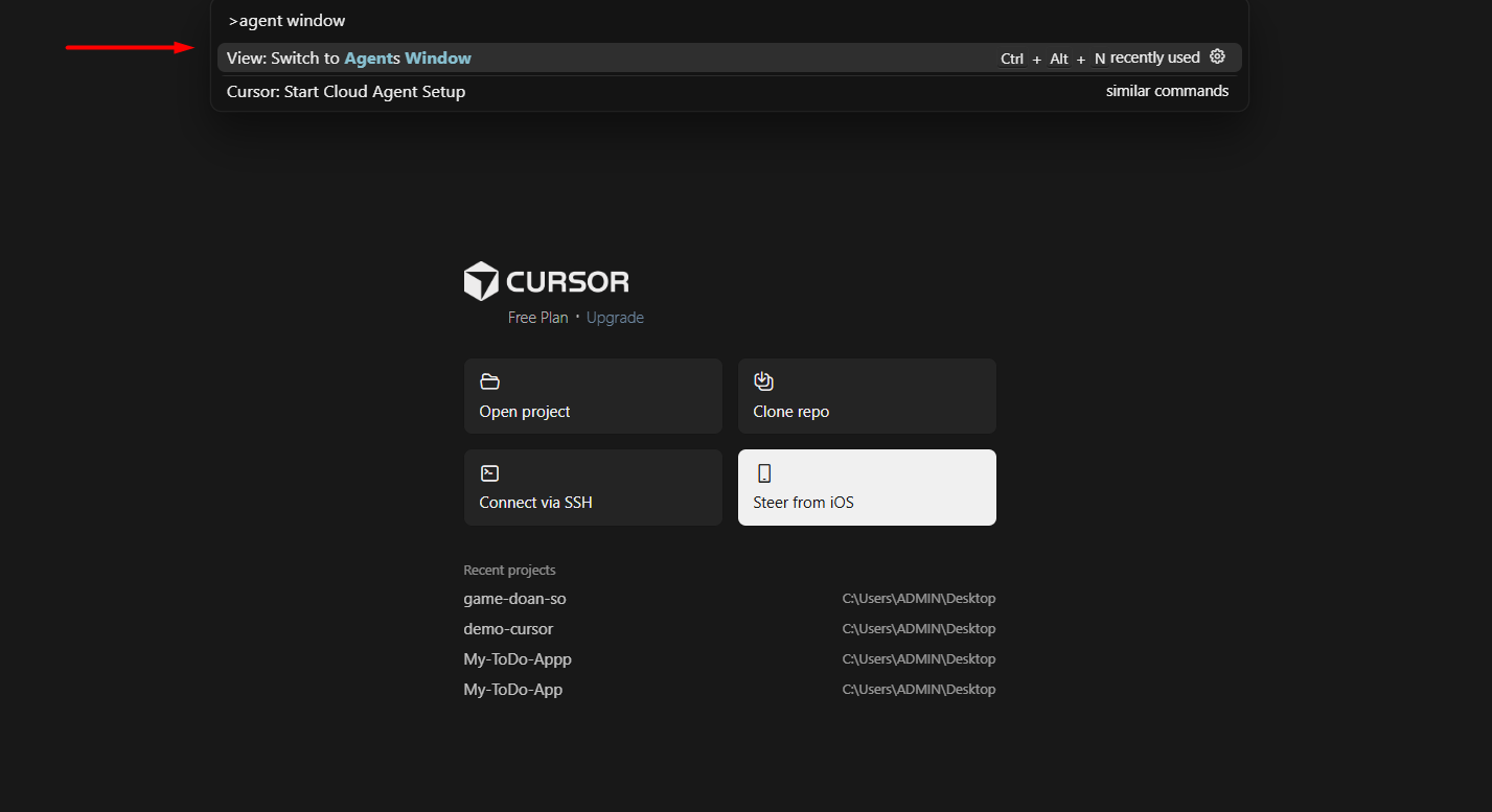 Hướng dẫn sử dụng Cursor AI từ A-Z 19 Agents Window
