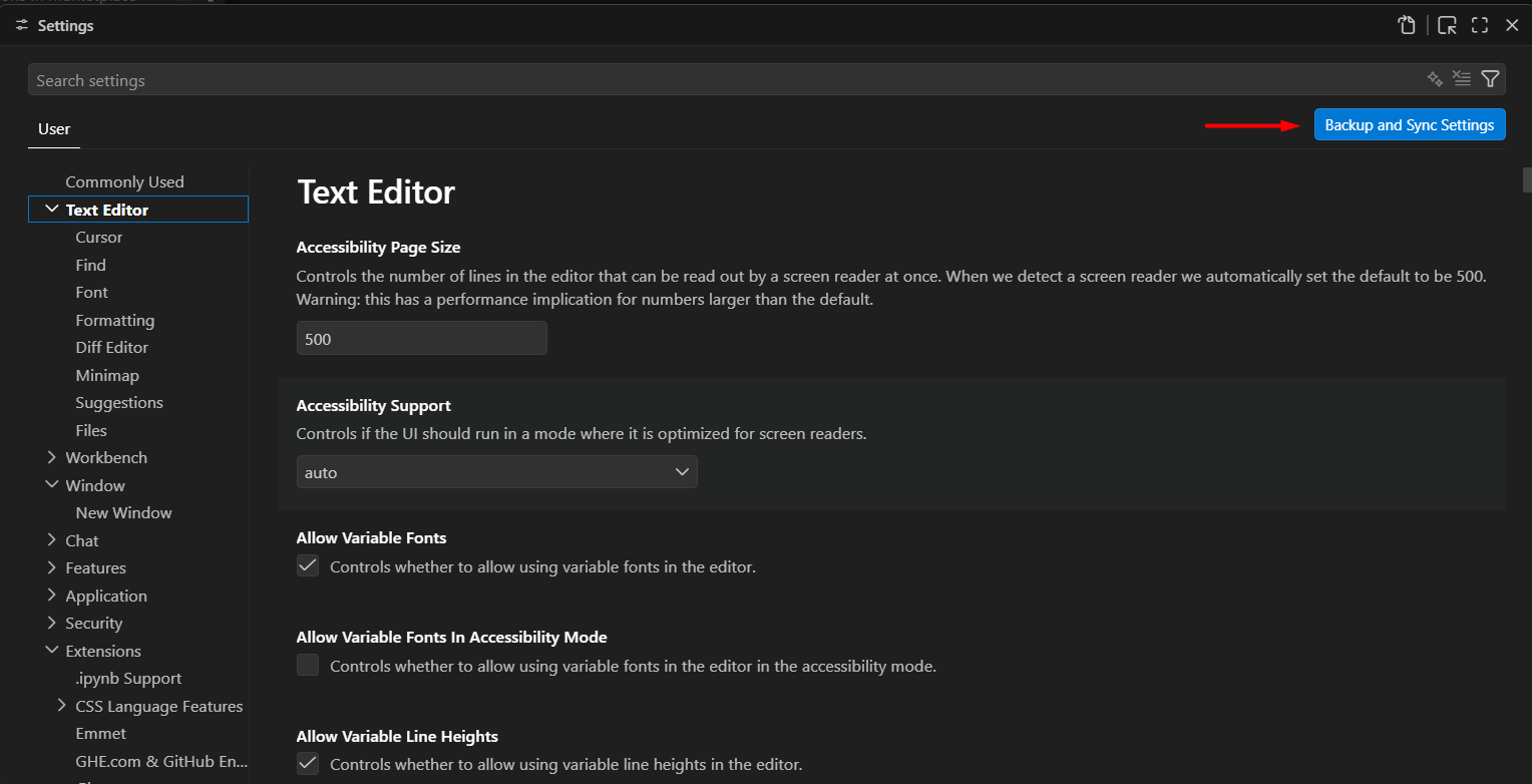 Hướng dẫn tích hợp Cursor AI vào VSCode đơn giản 3 Bật Settings Sync hoặc xuất Profile để dự phòng