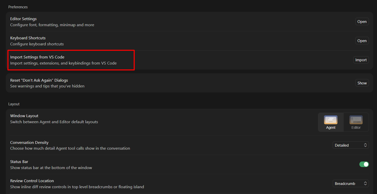 Hướng dẫn tích hợp Cursor AI vào VSCode đơn giản 8 Nhập lại cấu hình sau khi đã cài Cursor (nếu bỏ qua bước 4)