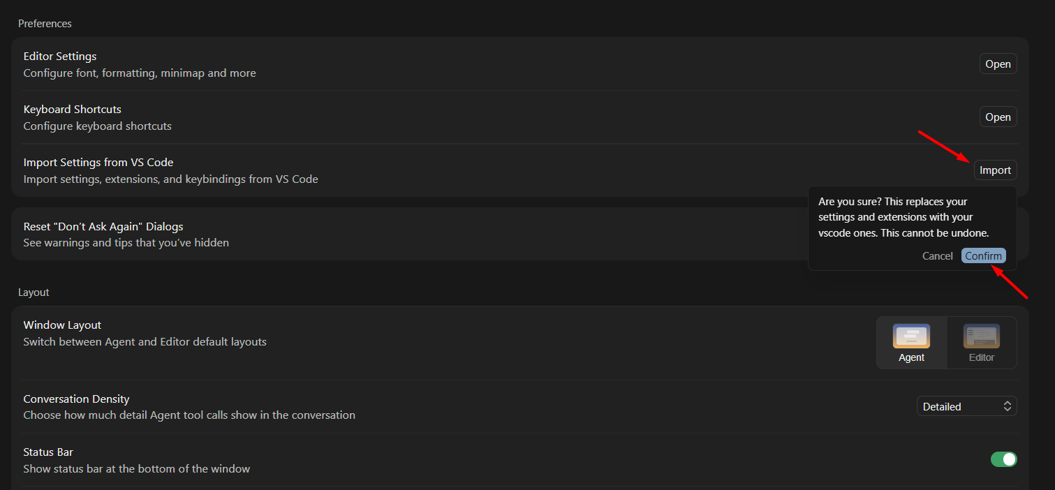 Hướng dẫn tích hợp Cursor AI vào VSCode đơn giản 9 Nhập lại cấu hình sau khi đã cài Cursor (nếu bỏ qua bước 4)