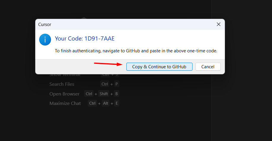Hướng dẫn đẩy code lên GitHub bằng Cursor AI 14 Bước 6: Đăng nhập GitHub và xuất bản repository
