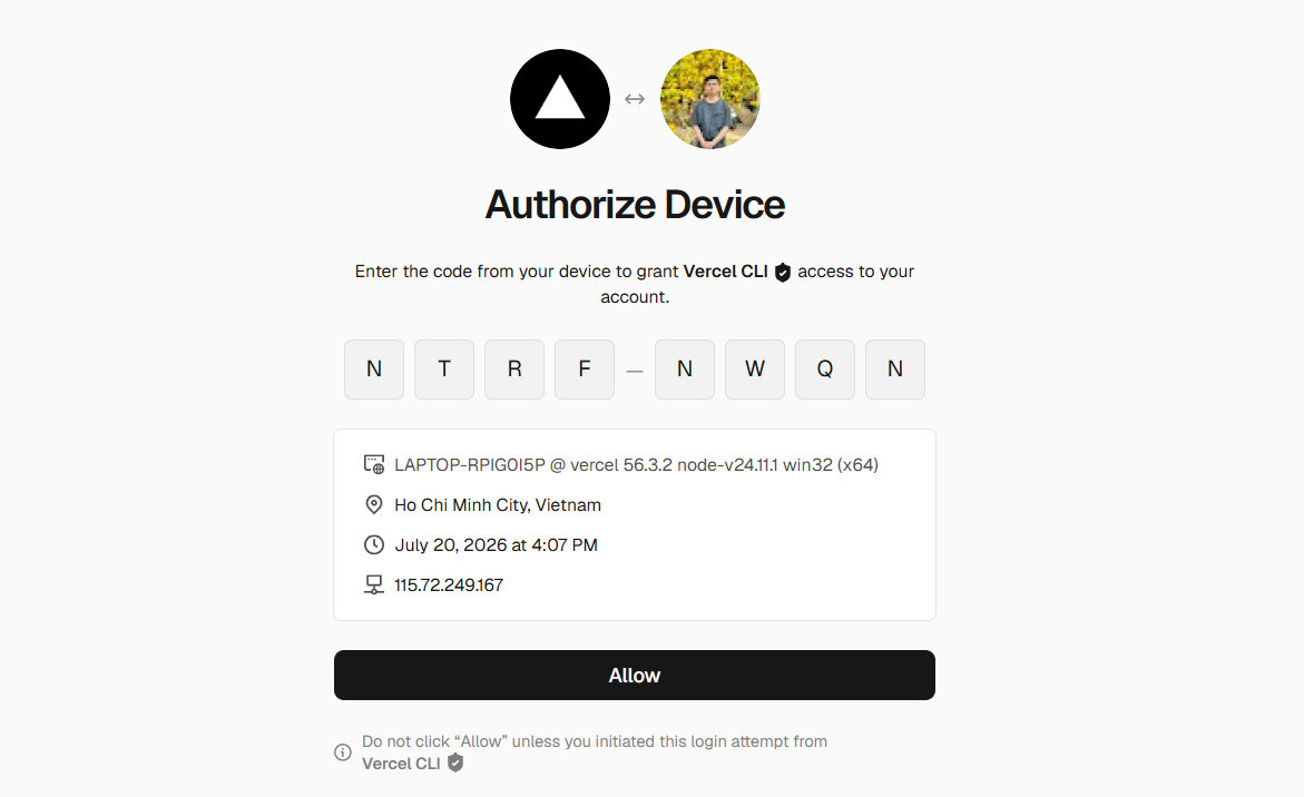 Hướng dẫn cách dùng Cursor AI deploy website lên Vercel 14 Cách 2: Deploy website lên Vercel bằng Vercel CLI