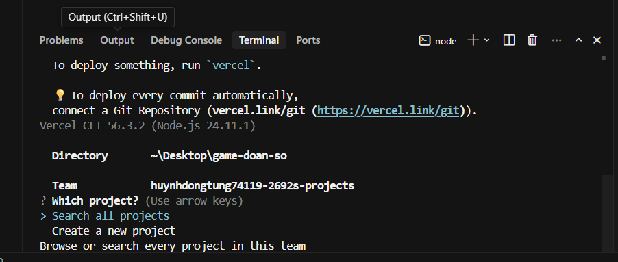Hướng dẫn cách dùng Cursor AI deploy website lên Vercel 15 Cách 2: Deploy website lên Vercel bằng Vercel CLI