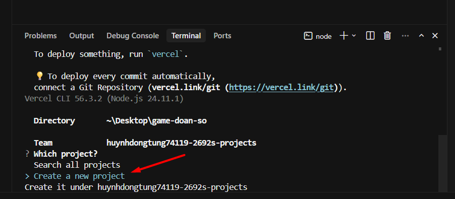 Hướng dẫn cách dùng Cursor AI deploy website lên Vercel 16 Cách 2: Deploy website lên Vercel bằng Vercel CLI