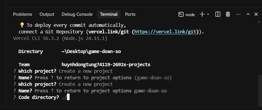 Hướng dẫn cách dùng Cursor AI deploy website lên Vercel 17 Cách 2: Deploy website lên Vercel bằng Vercel CLI