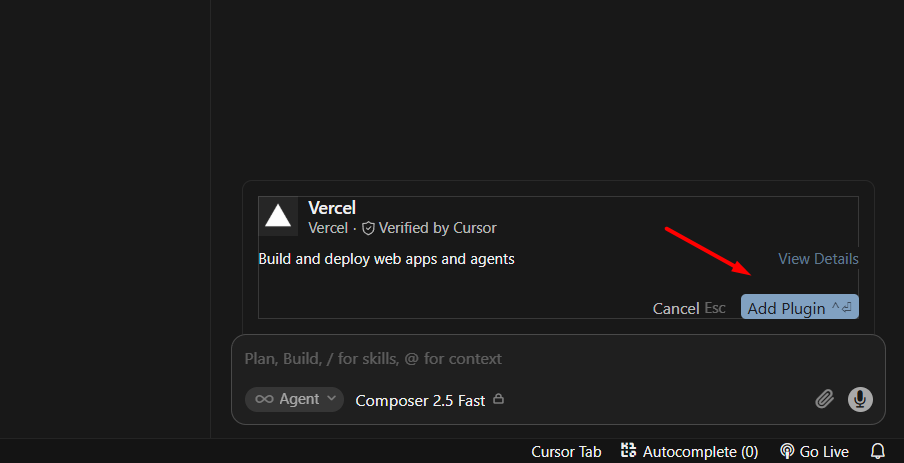 Hướng dẫn cách dùng Cursor AI deploy website lên Vercel 4 Cách 1: Deploy website lên Vercel bằng plugin chính thức