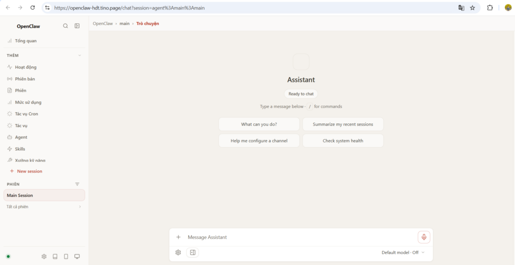 Cách truy cập OpenClaw Dashboard sau khi cấu hình