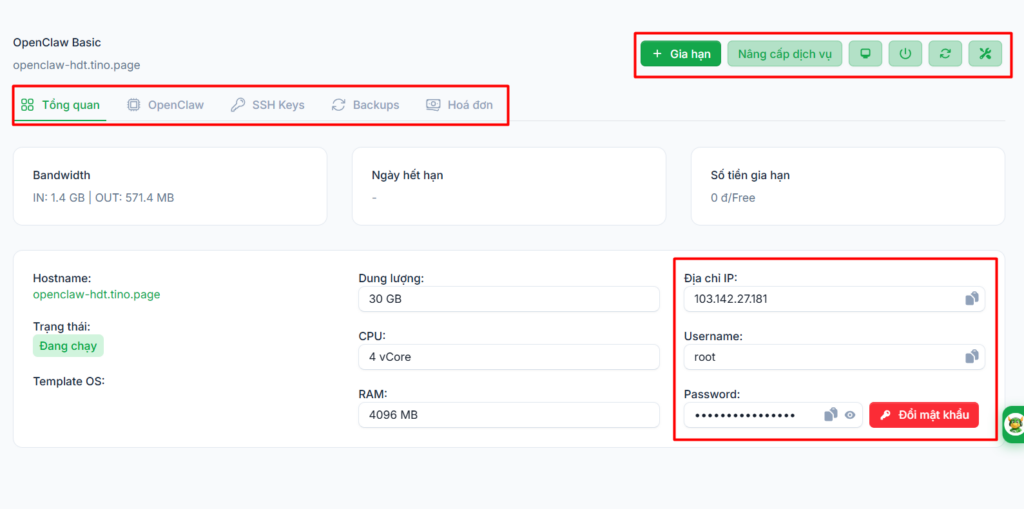 Khám phá trang Tổng quan VPS OpenClaw