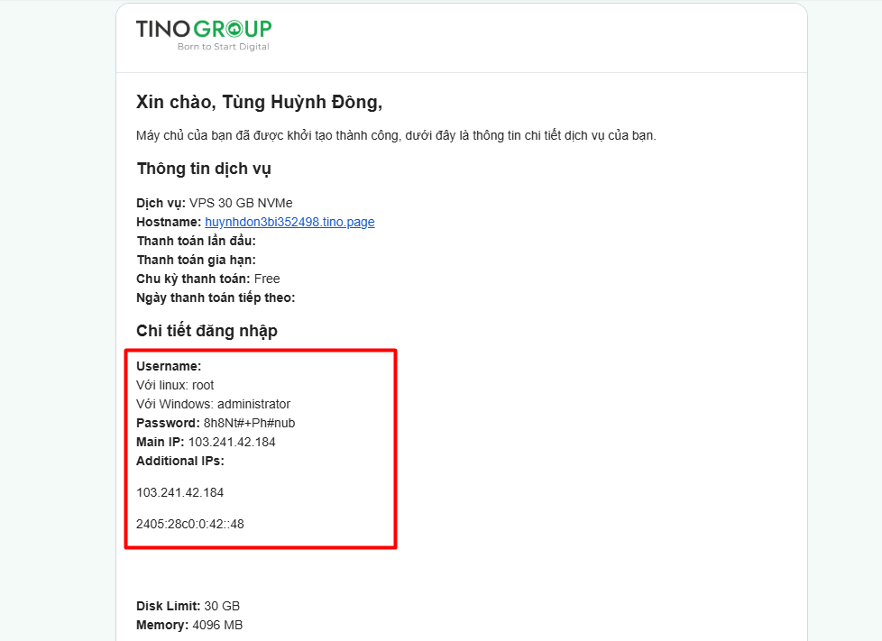 Hướng dẫn cách đăng ký VPS tại Tino chi tiết A-Z 10 Các bước đăng ký VPS