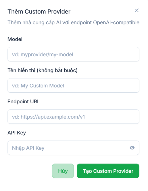 Cách thêm Custom Provider